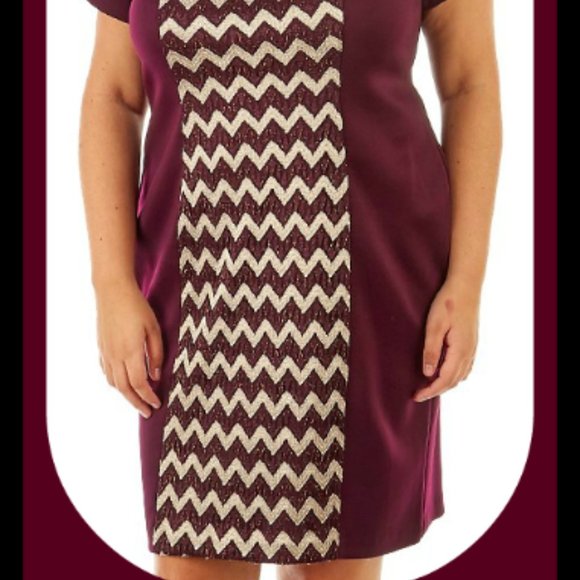 CONNECTED Sheath Dress-20W-Pretty Bordeaux with Sp - Picture 2 of 2